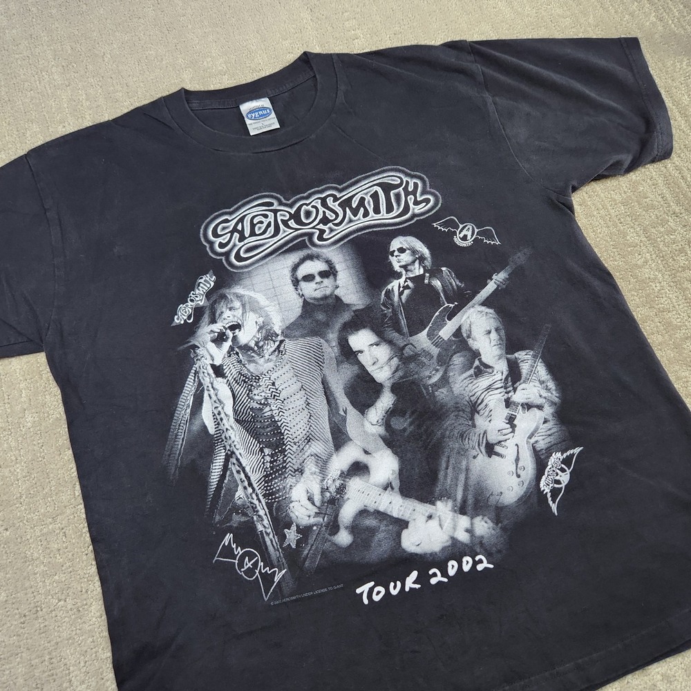 Vintage Aerosmith Shirt Men Large Giant Graphic Band Tee Y2K 90s Steven Tyler